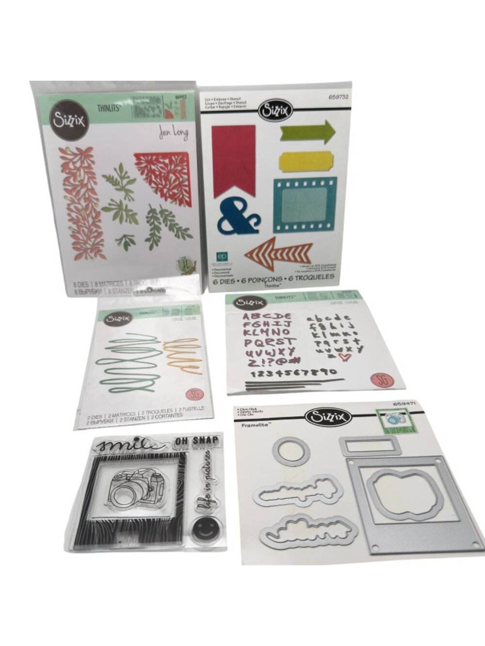 Sizzix Thinlits Framelits Cutting Dies Alphabet Floral Arrows Photo Frame Card